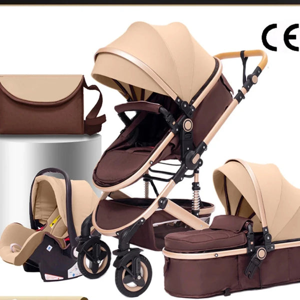 Poussette Bébé Multifonctionnelle 3 en 1 - Pliable & Portable | Siège de Sécurité Norme Européenne